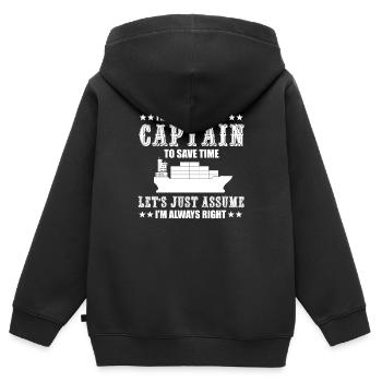 Container ship Captain - Kids Premium Organic Zip-up Hoodie - black - Back - AI Model Kid Male (0cm)
