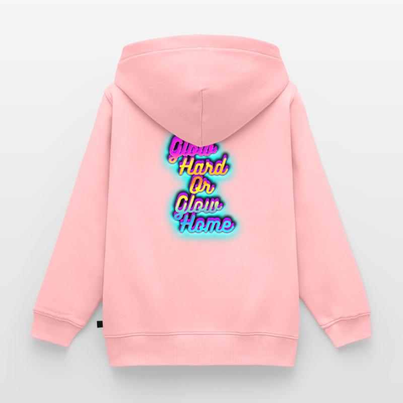 Glow Hard oder Glow Home Kinder Premium Organic Zip Hoodie