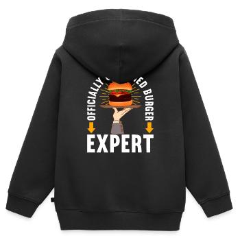 Hamburgers de restauration rapide - Sweat Premium à capuche zippé enfant bio - noir - Dos - AI Model Kid Male (0cm)