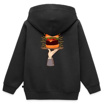 Hamburgers de restauration rapide - Sweat Premium à capuche zippé enfant bio - noir - Dos - AI Model Kid Male (0cm)