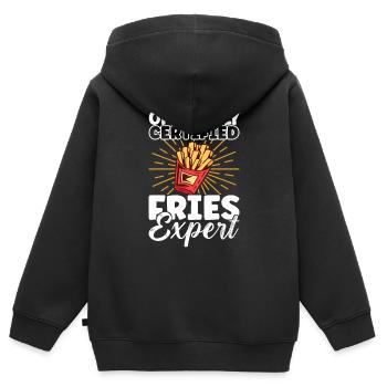 Hamburgers de restauration rapide - Sweat Premium à capuche zippé enfant bio - noir - Dos - AI Model Kid Male (0cm)