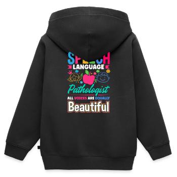 Speech Language Pathologist Pathology Speech - Kinder Premium Organic Zip Hoodie - Schwarz - Hinten - AI Model Kid Male (0cm)