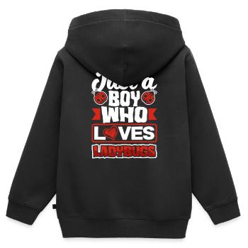 Ladybug Entomology Ladybirds Just a Boy Who Loves - Kinder Premium Organic Zip Hoodie - Schwarz - Hinten - AI Model Kid Male (0cm)