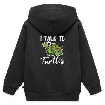 Yep I Talk To Turtles Funny Sea Turtle Lover Ocean - Kinder Premium Organic Zip Hoodie - Schwarz - Hinten - AI Model Kid Male (0cm)