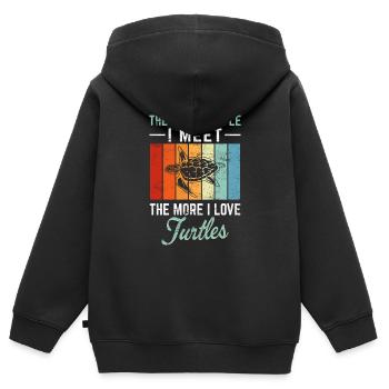 The More People I Meet The More I Love Turtles Sea - Kinder Premium Organic Zip Hoodie - Schwarz - Hinten - AI Model Kid Male (0cm)