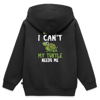 Sorry I Can't My Turtle Needs Me Funny Sea Turtle - Kinder Premium Organic Zip Hoodie - Schwarz - Hinten - AI Model Kid Male (0cm)