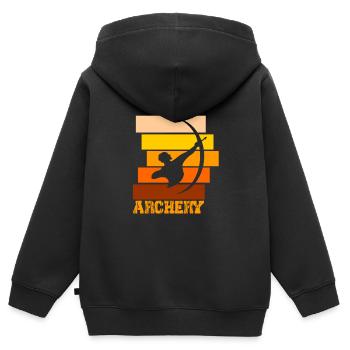 Bogenschießen, Bogen - Kinder Premium Organic Zip Hoodie - Schwarz - Hinten - AI Model Kid Male (0cm)