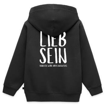 Lieb sein kann ich wäre aber langweilig - Kinder Premium Organic Zip Hoodie - Schwarz - Hinten - AI Model Kid Male (0cm)