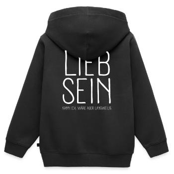 Lieb sein kann ich wäre aber langweilig - Kinder Premium Organic Zip Hoodie - Schwarz - Hinten - AI Model Kid Male (0cm)