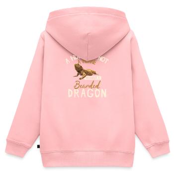 Une maison n’est pas une maison sans un dragon barbu Bea - Sweat Premium à capuche zippé enfant bio - rose - Dos - AI Model Kid Female (0cm)