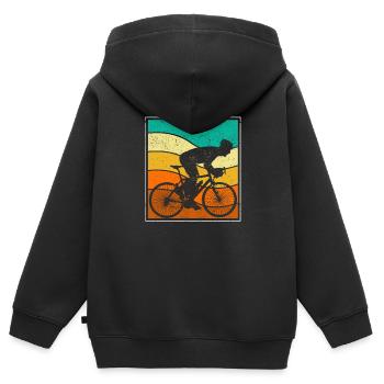 Vélo de route Vélo de route Vélo de route Vintage Cyclisme Biker - Sweat Premium à capuche zippé enfant bio - noir - Dos - AI Model Kid Male (0cm)