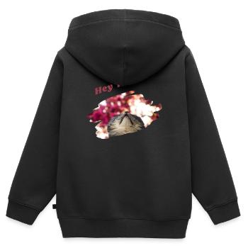 Hey there Katze Katzenspruch Britisch Kurzhaar Fun - Kinder Premium Organic Zip Hoodie - Schwarz - Hinten - AI Model Kid Male (0cm)