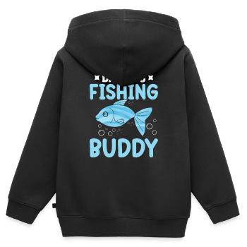 Le copain de pêche de papa - Sweat Premium à capuche zippé enfant bio - noir - Dos - AI Model Kid Male (0cm)