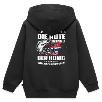 Reichet mir die Rute der könig will nach Norwegen - Kinder Premium Organic Zip Hoodie - Schwarz - Hinten - AI Model Kid Male (0cm)