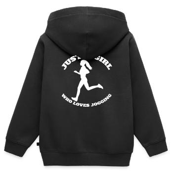 Jogging fit jogging cardio training running - Sweat Premium à capuche zippé enfant bio - noir - Dos - AI Model Kid Male (0cm)