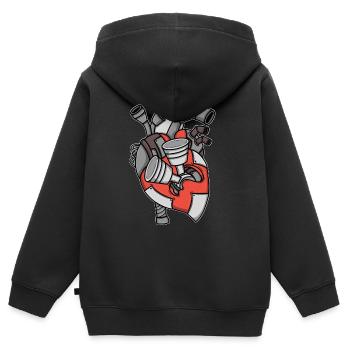 Moteur Cœur Pistons Mécanicien Automobile - Sweat Premium à capuche zippé enfant bio - noir - Dos - AI Model Kid Male (0cm)