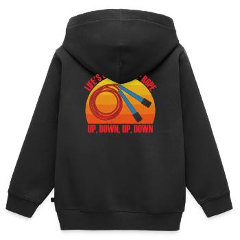 Saut à la corde Corde à sauter Saut à la corde Sauter - Sweat Premium à capuche zippé enfant bio - noir - Dos - AI Model Kid Male (0cm)