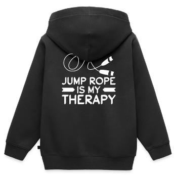 Saut à la corde Corde à sauter Saut à la corde Sauter - Sweat Premium à capuche zippé enfant bio - noir - Dos - AI Model Kid Male (0cm)