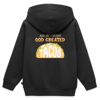 Taco Tacos Cuisine mexicaine - Sweat Premium à capuche zippé enfant bio - noir - Dos - AI Model Kid Male (0cm)