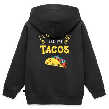 Taco Tacos Cuisine mexicaine - Sweat Premium à capuche zippé enfant bio - noir - Dos - AI Model Kid Male (0cm)