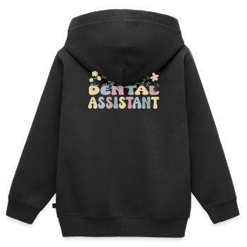 Assistant dentaire Assistant dentaire - Sweat Premium à capuche zippé enfant bio - noir - Dos - AI Model Kid Male (0cm)