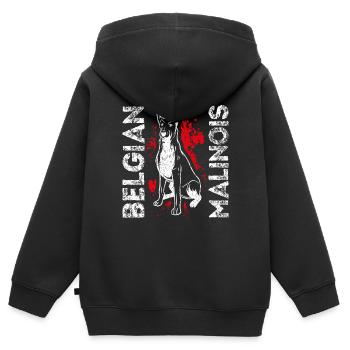 Belgian Malinois Hunde - Kinder Premium Organic Zip Hoodie - Schwarz - Hinten - AI Model Kid Male (0cm)