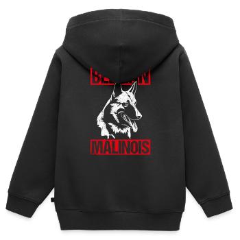 Belgian Malinois Hunde - Kinder Premium Organic Zip Hoodie - Schwarz - Hinten - AI Model Kid Male (0cm)