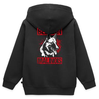 Belgian Malinois Hunde - Kinder Premium Organic Zip Hoodie - Schwarz - Hinten - AI Model Kid Male (0cm)