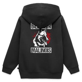 Belgian Malinois Hunde - Kinder Premium Organic Zip Hoodie - Schwarz - Hinten - AI Model Kid Male (0cm)