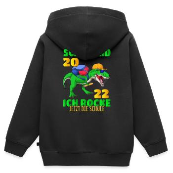 Schulkind 2022 Dino Dinosaurier Schule kinder - Kinder Premium Organic Zip Hoodie - Schwarz - Hinten - AI Model Kid Male (0cm)