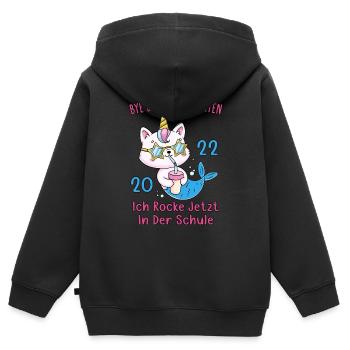Schulkind 2022 Meerjungfrau Bye Bye Kindergarten - Kinder Premium Organic Zip Hoodie - Schwarz - Hinten - AI Model Kid Male (0cm)