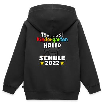 Tschuss Kindergarten Hallo Schule 2022 KITA Lustig - Kinder Premium Organic Zip Hoodie - Schwarz - Hinten - AI Model Kid Male (0cm)