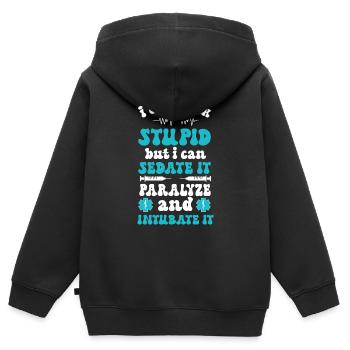 Infirmière d’urgence Infirmière Salle d’urgence - Sweat Premium à capuche zippé enfant bio - noir - Dos - AI Model Kid Male (0cm)