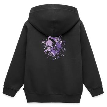 Bicycle Passion Color Splash - Kinder Premium Organic Zip Hoodie - Schwarz - Hinten - AI Model Kid Male (0cm)