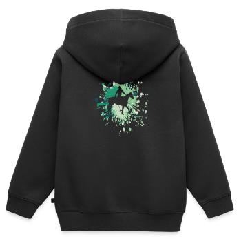 Horst Riding Color Splash - Sweat Premium à capuche zippé enfant bio - noir - Dos - AI Model Kid Male (0cm)