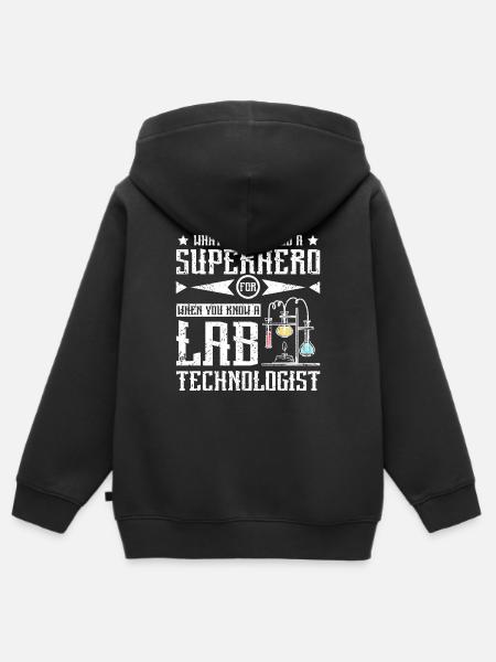 Superhero lab technologist - Kinder Premium Organic Zip Hoodie - Schwarz