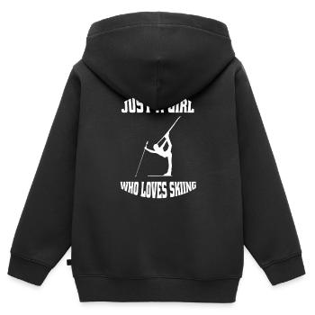 Skifahrerin Mädchen Wintersport Ski Skifahren Frau - Kinder Premium Organic Zip Hoodie - Schwarz - Hinten - AI Model Kid Male (0cm)