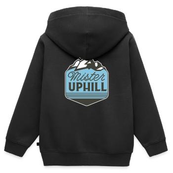 mister uphill - Kinder Premium Organic Zip Hoodie - Schwarz - Hinten - AI Model Kid Male (0cm)