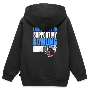 Je ne travaille que pour soutenir ma dépendance au bowling - Sweat Premium à capuche zippé enfant bio - noir - Dos - AI Model Kid Male (0cm)