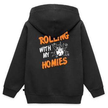Rouler avec mes homies Vintage Funny Bowling - Sweat Premium à capuche zippé enfant bio - noir - Dos - AI Model Kid Male (0cm)