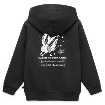 Schmetterling Hypokaliämische periodische Lähmung Bewusstsein - Kinder Premium Organic Zip Hoodie - Schwarz - Hinten - AI Model Kid Male (0cm)