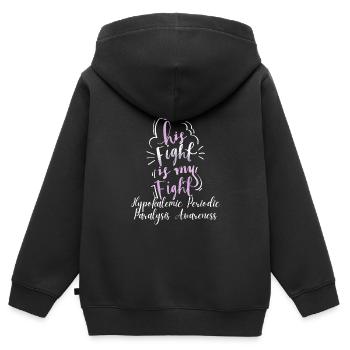 Bekämpfung der hypokaliämischen periodischen Lähmung Bewusstsein - Kinder Premium Organic Zip Hoodie - Schwarz - Hinten - AI Model Kid Male (0cm)