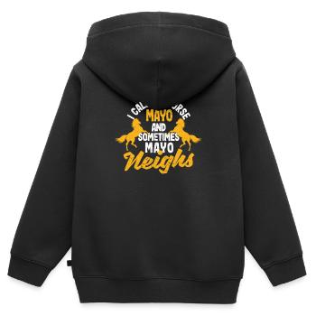 Mayonnaise J’appelle mon cheval mayo et parfois - Sweat Premium à capuche zippé enfant bio - noir - Dos - AI Model Kid Male (0cm)