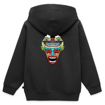 Tiki Head Tiki Hawaï Hawaï Luau - Sweat Premium à capuche zippé enfant bio - noir - Dos - AI Model Kid Male (0cm)