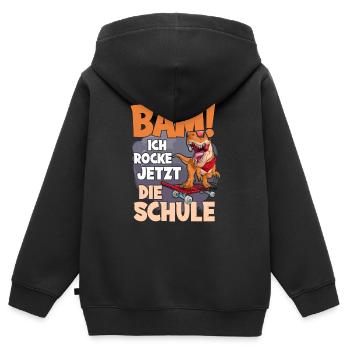 Schulkind 2022 - Kinder Premium Organic Zip Hoodie - Schwarz - Hinten - AI Model Kid Male (0cm)