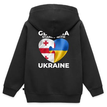 Georgien unterstützt die Ukraine - Kinder Premium Organic Zip Hoodie - Schwarz - Hinten - AI Model Kid Male (0cm)