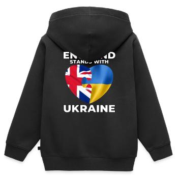 L’Angleterre soutient l’Ukraine - Sweat Premium à capuche zippé enfant bio - noir - Dos - AI Model Kid Male (0cm)