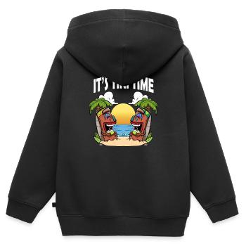 Tiki Head C’est l’heure Tiki Hawaï Hawaï Luau - Sweat Premium à capuche zippé enfant bio - noir - Dos - AI Model Kid Male (0cm)