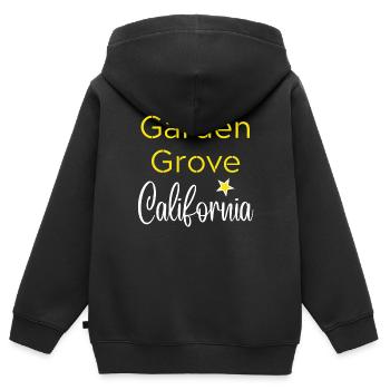 Garden Grove California - Sweat Premium à capuche zippé enfant bio - noir - Dos - AI Model Kid Male (0cm)