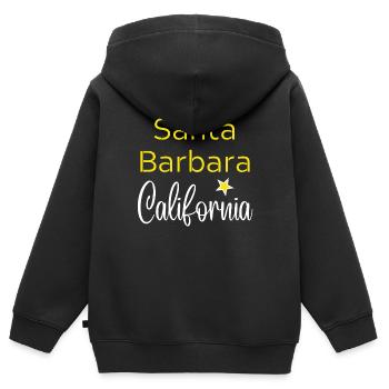 Santa Barbara California - Sweat Premium à capuche zippé enfant bio - noir - Dos - AI Model Kid Male (0cm)